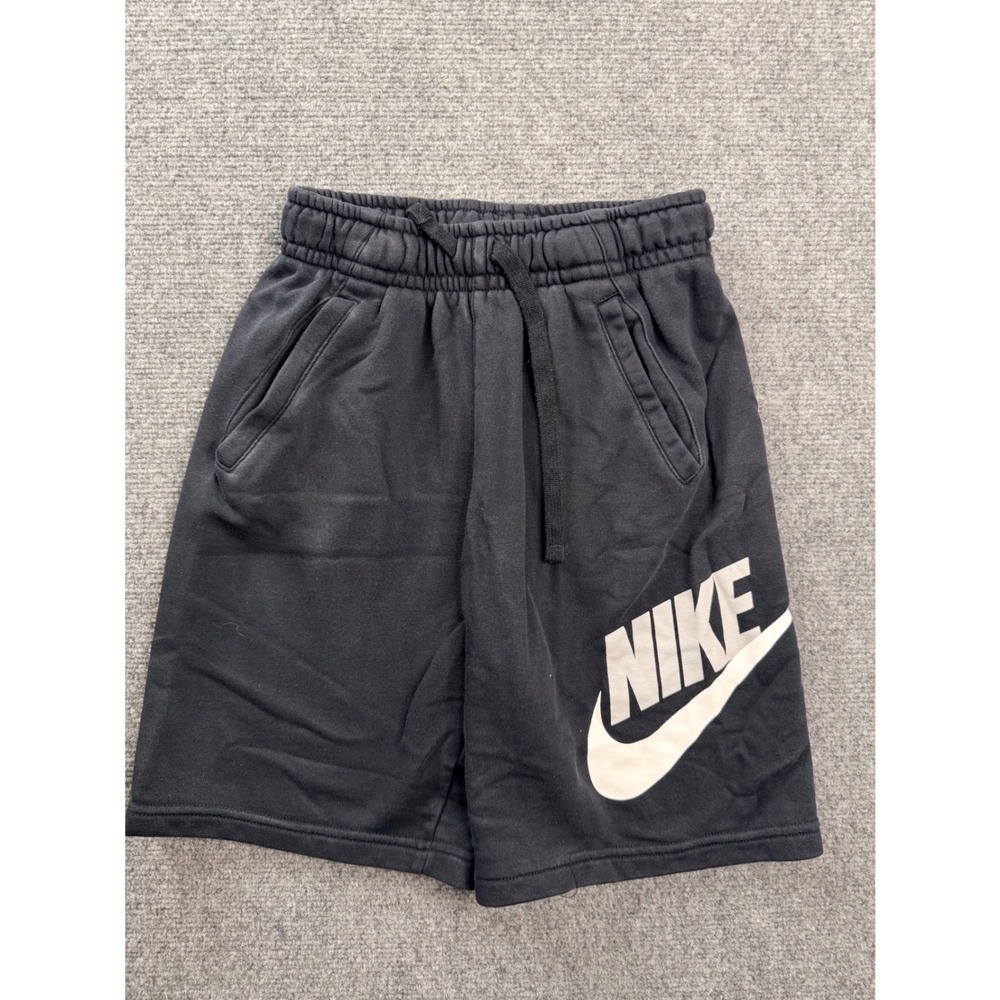 Nike Youth Large Black Fleece Sweat Shorts Graphic Logo Cotton Athletic Pockets